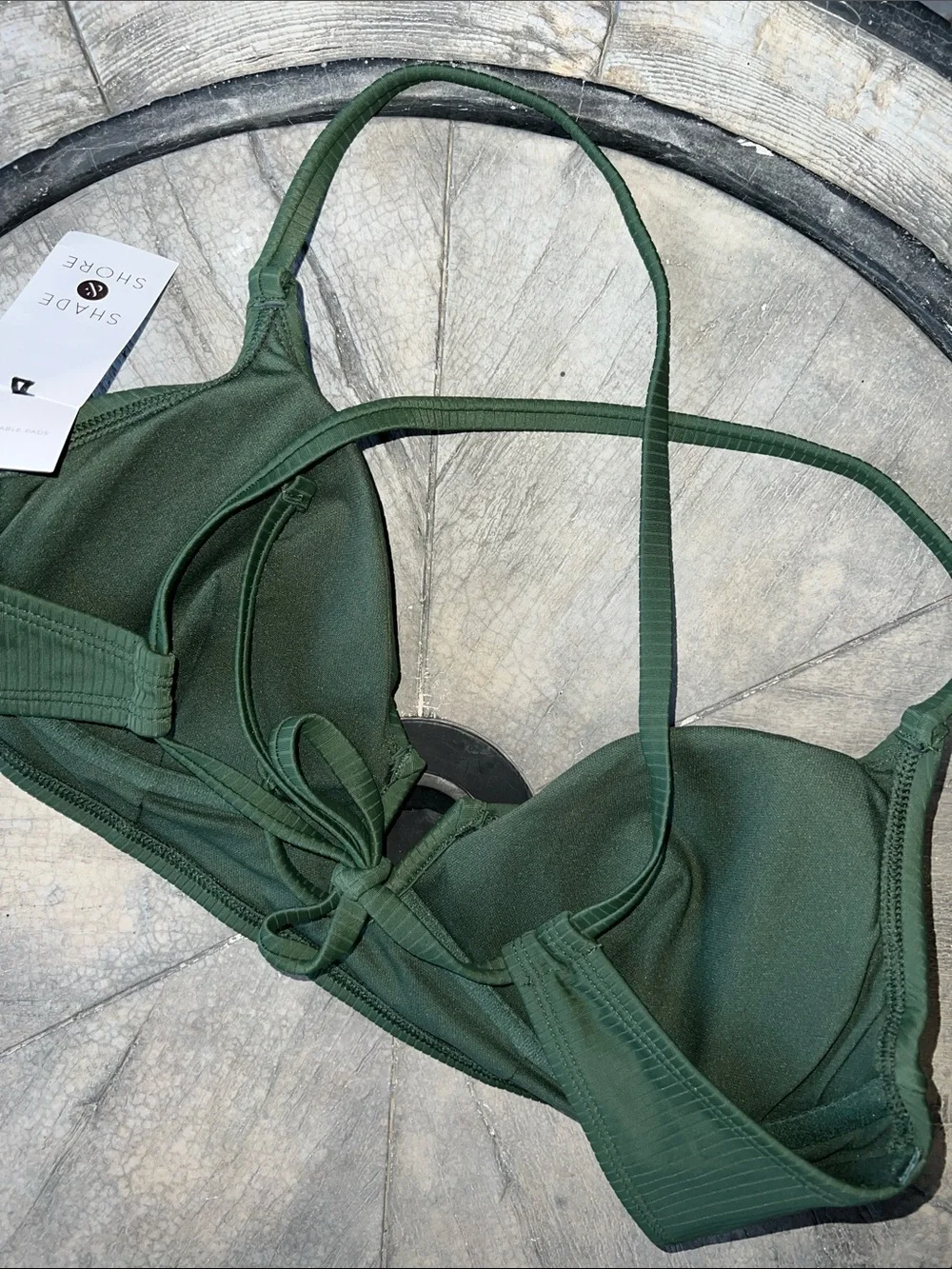 Women's Dark Green Padded bikini Bra - Classic Support 36D  BT